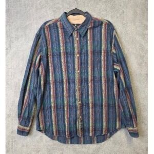 Consensus Sportswear Mens L Button Up Long Sleeve‎ Striped Shirt